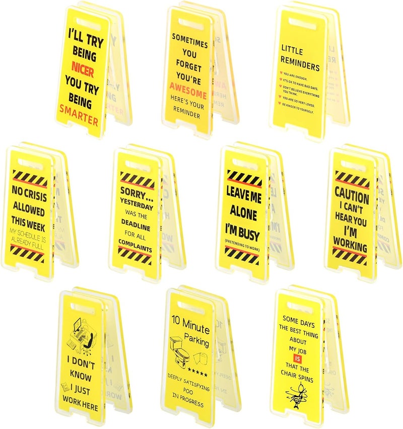 WeiLingBo 10 Pack Funny Office Note Holder Clips, Mini Caution Overstimulated Desk Sign Sticky Note Holder Office Gag Gifts for Coworker Leader Manager - Image 3